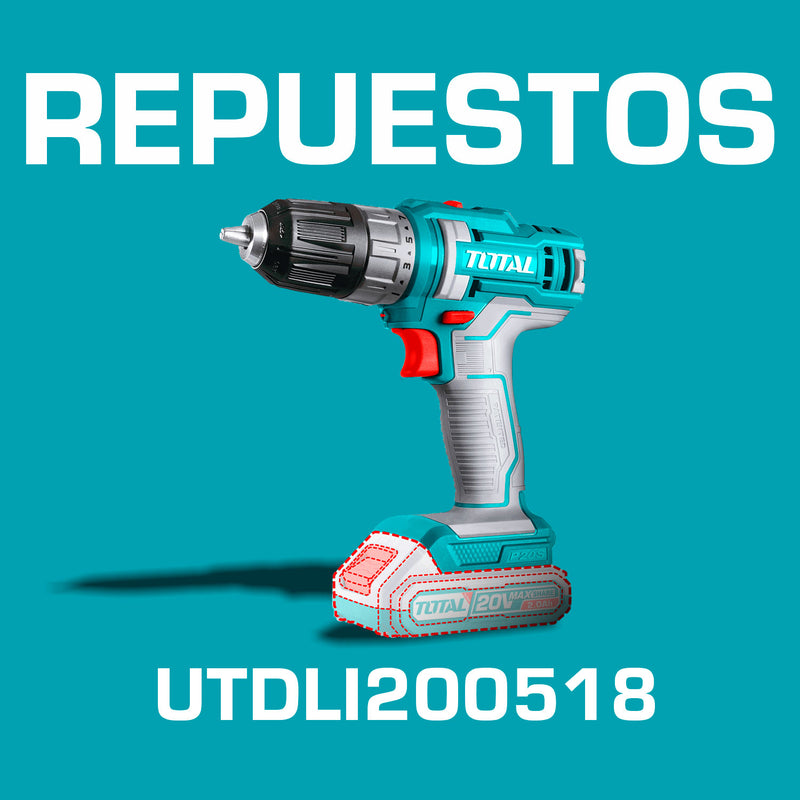 Repuestos Taladro drill Inalámbrico 20V de 3/8" 45Nm 0-1500rpm. Codigo UTDLI200518