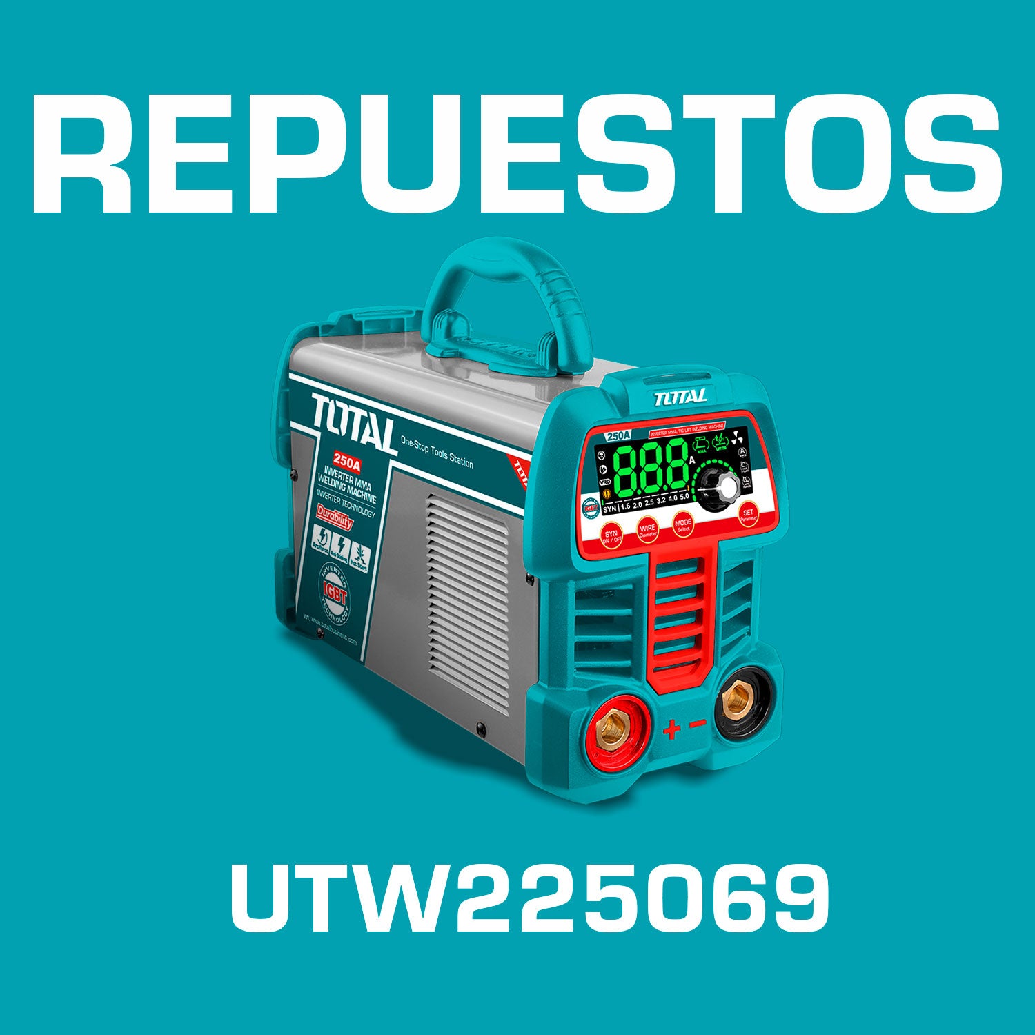 Repuestos Máquina de Soldar Inverter 250A. Codigo UTW225069