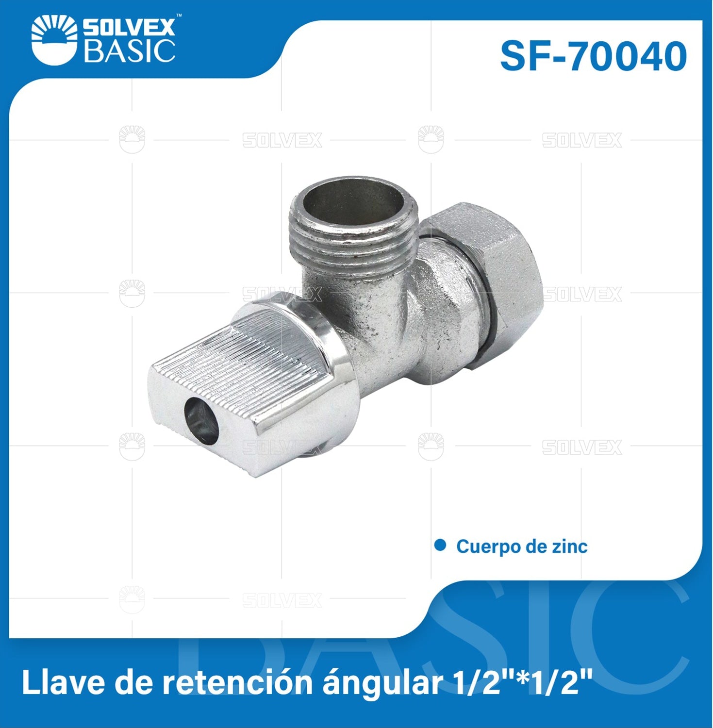 Válvula angular de aleación de zinc de 1/2" brillante