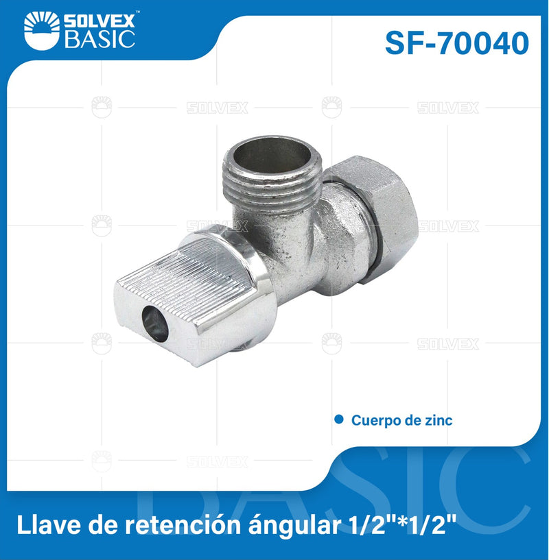 Válvula angular de aleación de zinc de 1/2" brillante