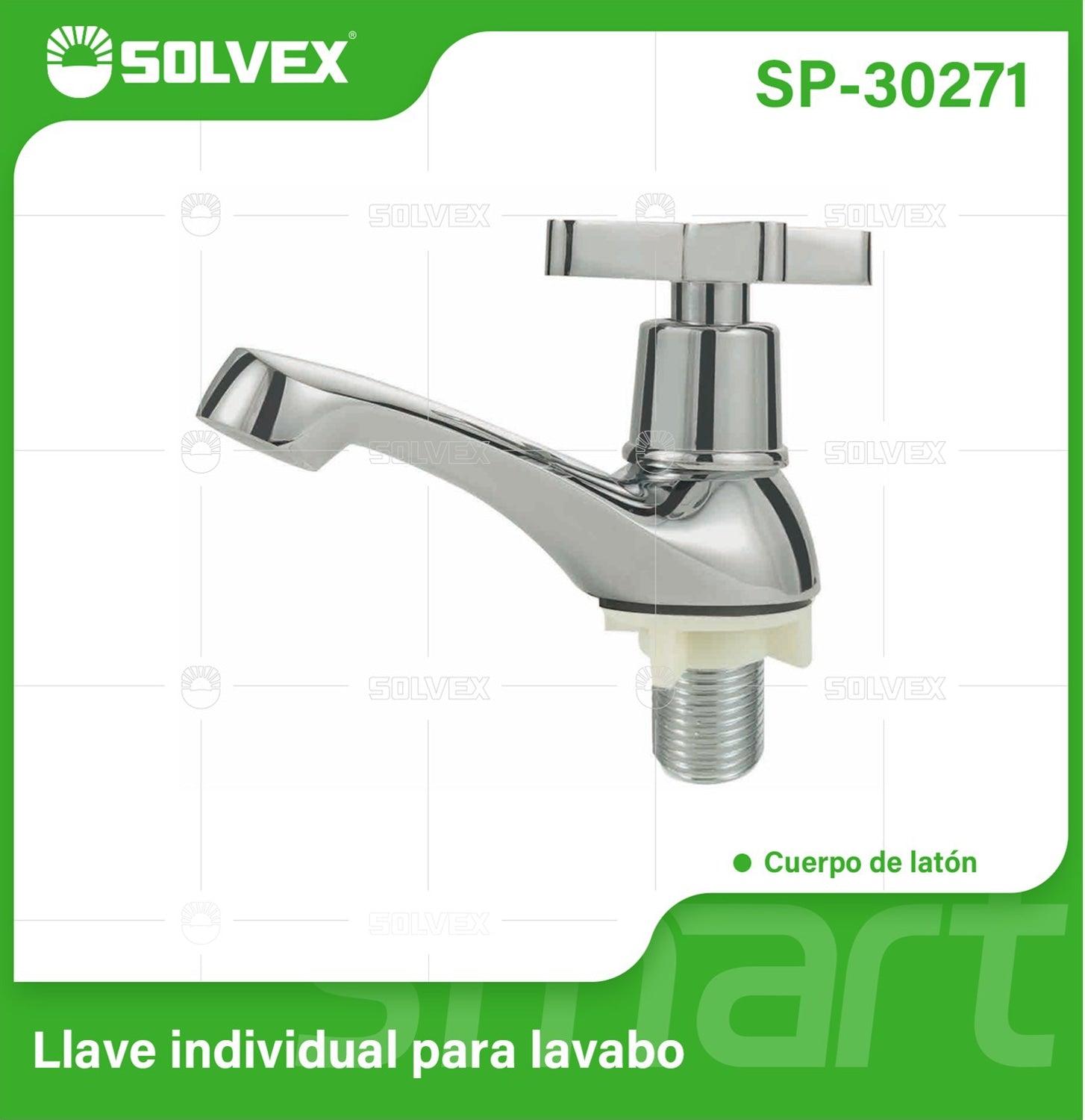 Llave para lavabo de latón cromado. Pluma Grifo individual para lavamanos. De agua fría y acabado brillante.