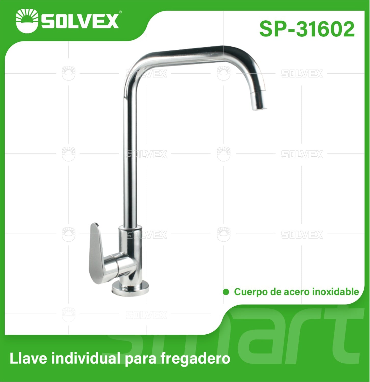 Llave de fregador Individual. Color Cromado Brillante. Grifo para Cocina. Pluma de Acero Inoxidable.