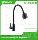 Llave de fregador Individual. Color negro. Grifo para Cocina. Pluma de Acero Inoxidable con Cuello Flexible y Doble Función.