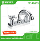 Llave Mezcladora 4" Para Lavamanos Con Cubierta Y Manerales Tipo Cruz. Pluma grifo con Modo Frío Y Caliente.