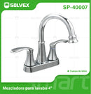 Llave Mezcladora 4" Para Lavamanos Con Cubierta y Manerales Estilo Palanca. Pluma Grifo con Modo Frío y Caliente.