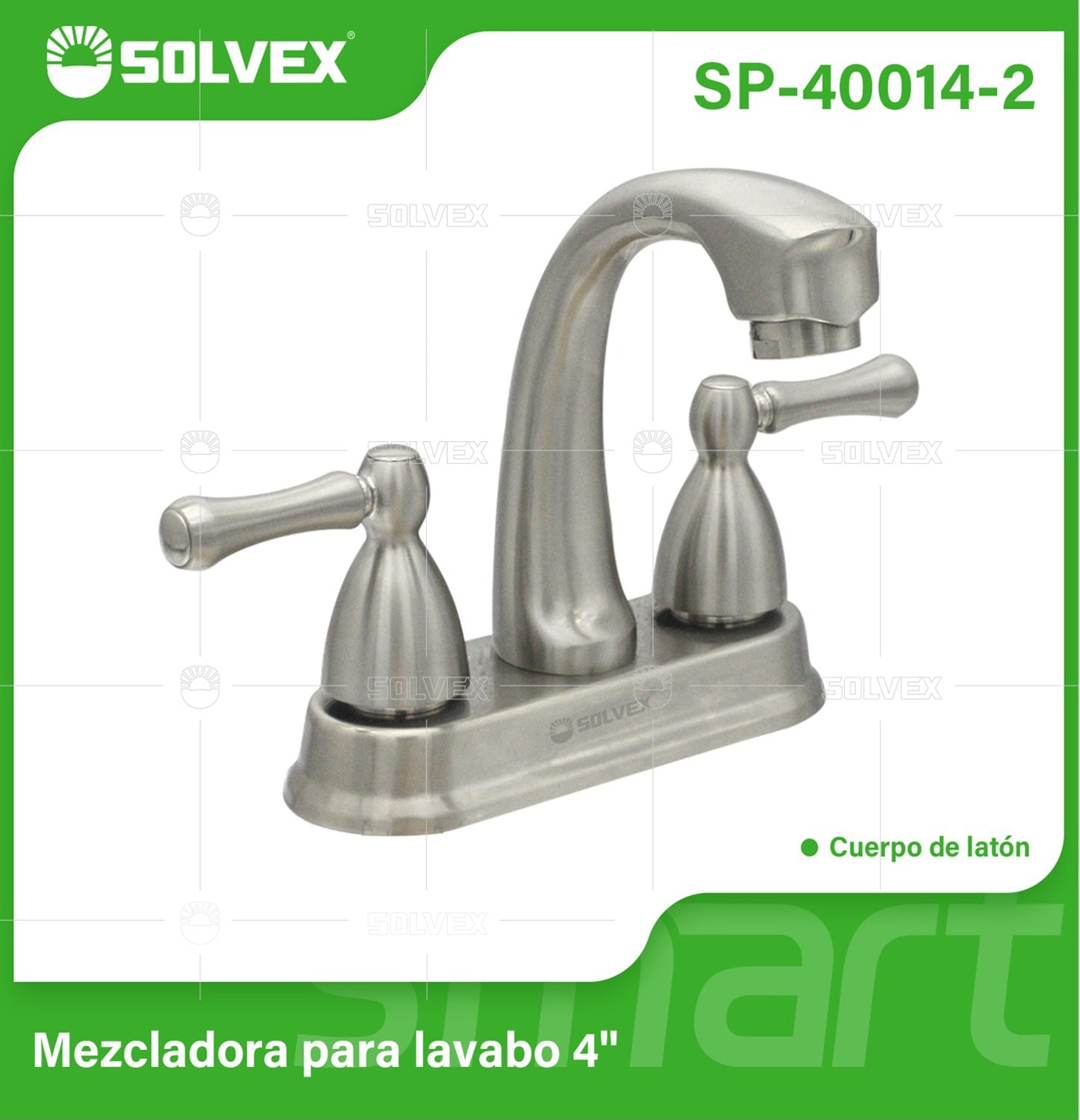 Llave Mezcladora 4" Para Lavamanos Con Cubierta Y Manerales Tipo Palanca. Pluma Grifo de Acabado satinado.