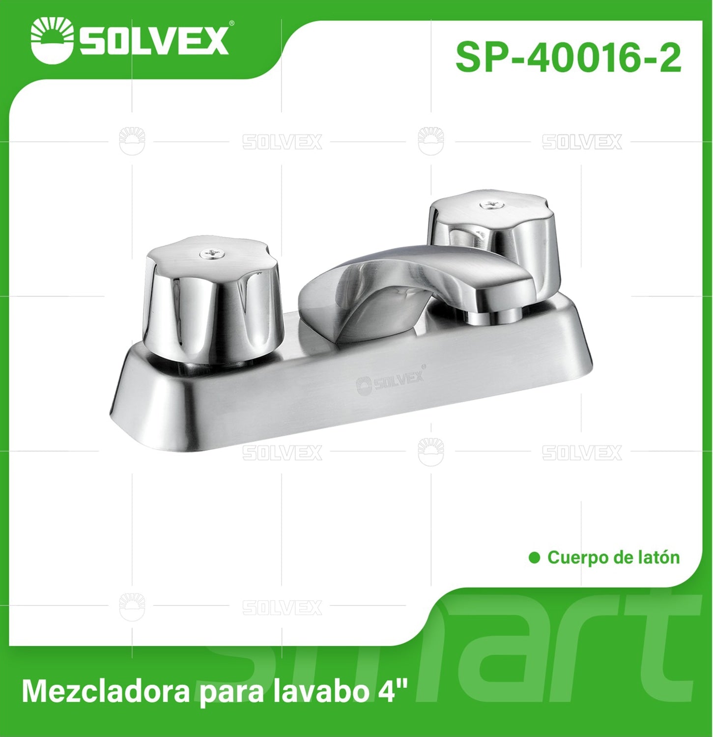 Llave Mezcladora 4" para Lavamanos. Grifo Bimando de Latón y Zinc. Pluma de Agua Fría y Caliente con Acabado Cepillado