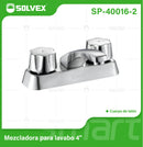 Llave Mezcladora 4" para Lavamanos. Grifo Bimando de Latón y Zinc. Pluma de Agua Fría y Caliente con Acabado Cepillado