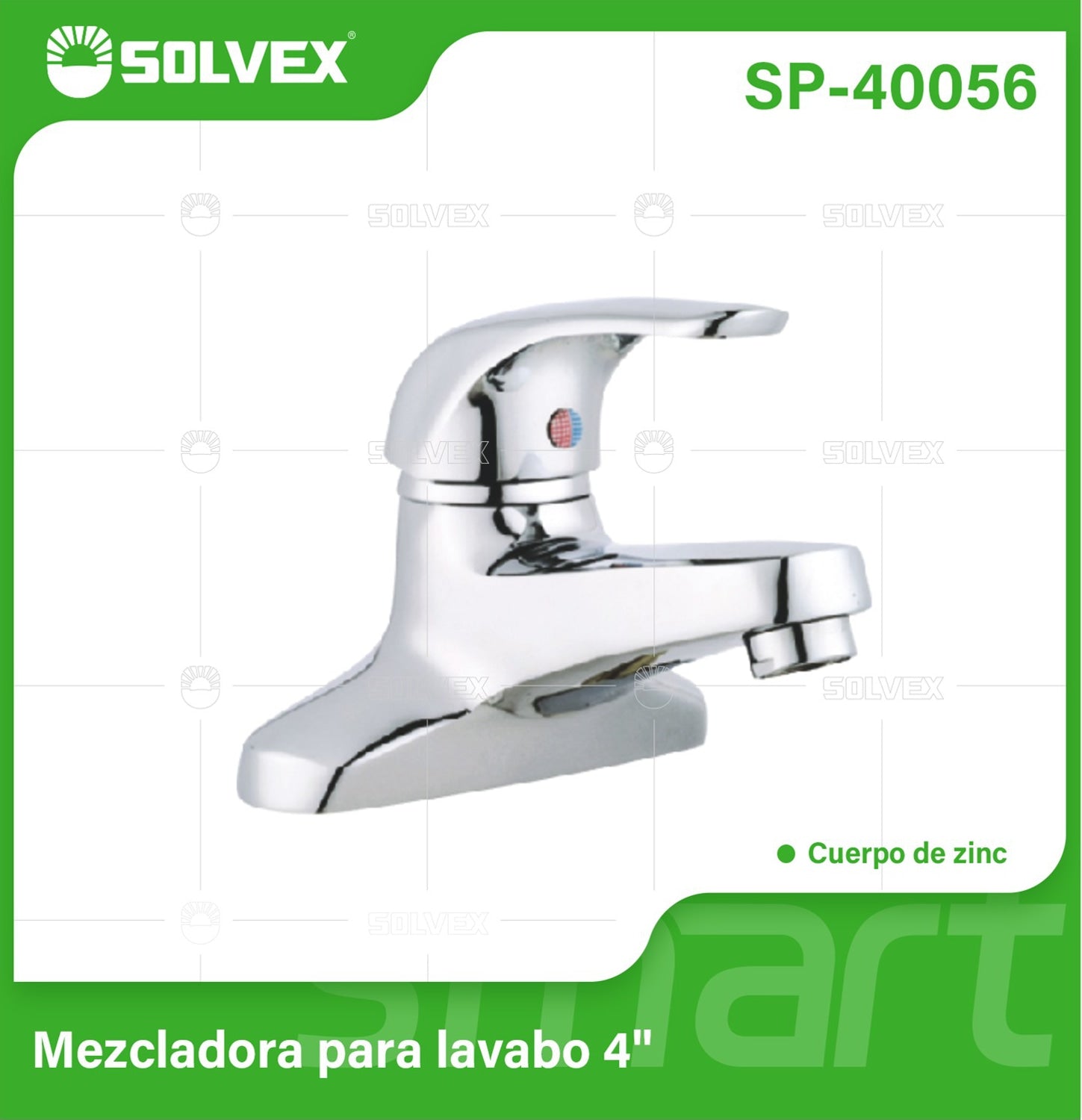 Llave Mezcladora 4" Para Lavamanos. Pluma Grifo Cromado Brillante Con Cartucho Cerámico. Agua Fría y Caliente.