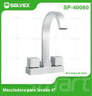 Llave Mezcladora 4" Para Lavamanos o fregador Tipo Bar. Grifo con Manerales Cuadrados y Pluma Alta Cromada.