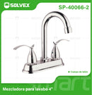 Llave Mezcladora 4" Para Lavamanos Con Cubierta y Manerales Estilo Elegante. Pluma Grifo de Acabado satinado.