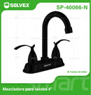 Llave Mezcladora 4" Para Lavamanos Con Cubierta y Manerales. Pluma Grifo de estilo elegante en color negro.