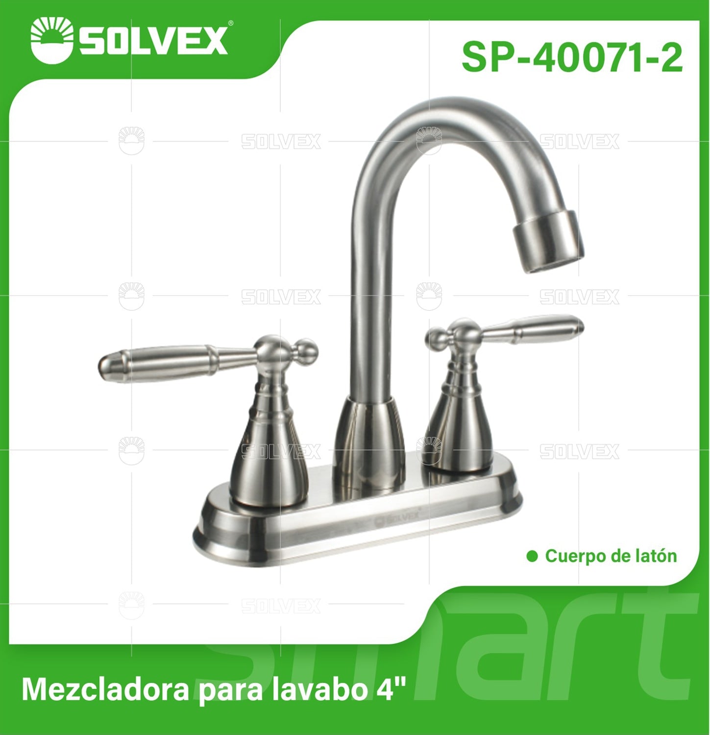 Llave Mezcladora 4" Para Lavamanos Con Cubierta Y Manerales Tipo Palanca. Pluma Grifo de Acabado satinado.