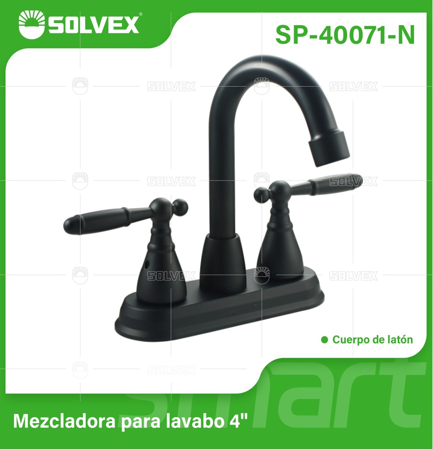 Llave Mezcladora 4" Para Lavamanos Con Cubierta Y Manerales Tipo Palanca. Pluma Grifo en color negro.
