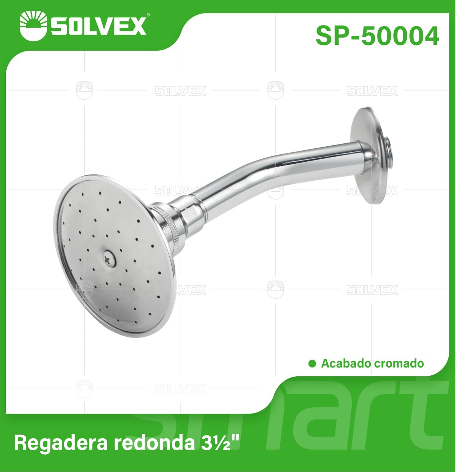 Regadera para Ducha Redonda 3½" Cromada. Cabezal de Alto Flujo con Chorro Amplio y Diseño Elegante.