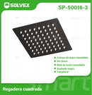 Regadera para Ducha cuadrada 6". Cabezal de Acero Inoxidable con Acabado negro Mate.