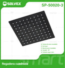 Regadera para Ducha cuadrada 10". Cabezal de Acero Inoxidable con Acabado negro Mate.