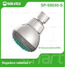 Regadera para Ducha Redonda 3" Cromada. Cabezal de Plástico ABS Resistente.