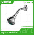 Regadera para Ducha Cromada 3" Antisarro con Brazo. Cabezal de Plástico ABS Duradero.