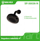 Regadera para Ducha Redonda 4". Cabezal de Plástico ABS con 5 Funciones. Color negro.