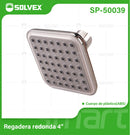 Regadera para Ducha Cuadrada 4" Cromada. Cabezal de Plástico ABS Resistente.