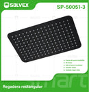 Regadera para Ducha Rectangular 8"x12" Negra. Cabezal de Acero Inoxidable Acabado Mate.