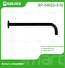 Brazo de Ducha 50 cm. Tubo de Acero Inoxidable con Chapetón para regadera. Color negro.