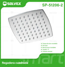 Regadera para Ducha Cuadrada 6" Satinada. Cabezal de Acero Inoxidable Cepillado.