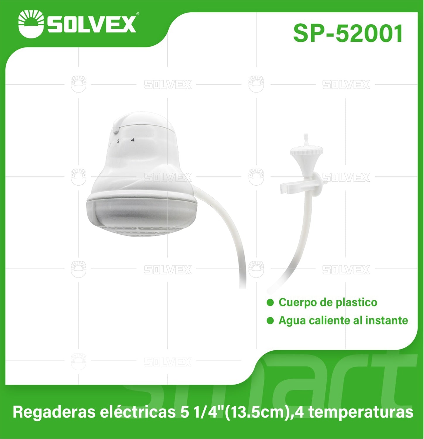 Regadera Eléctrica para Ducha 5-1/4". Agua Caliente Instantánea con 4 Ajustes de Temperatura 110-127V.