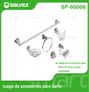Accesorios para Baño. Set de 6 Piezas. Acero Inoxidable y Zinc con Acabado Cromado Brillante.