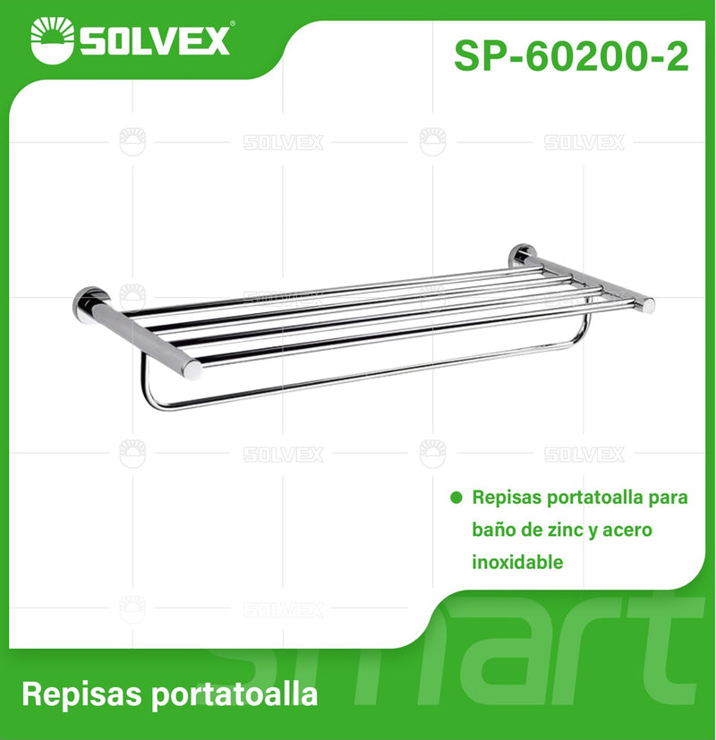 Toallero Repisa de Pared para Baño. Acero Inoxidable y Zinc con Acabado satinado cepillado.