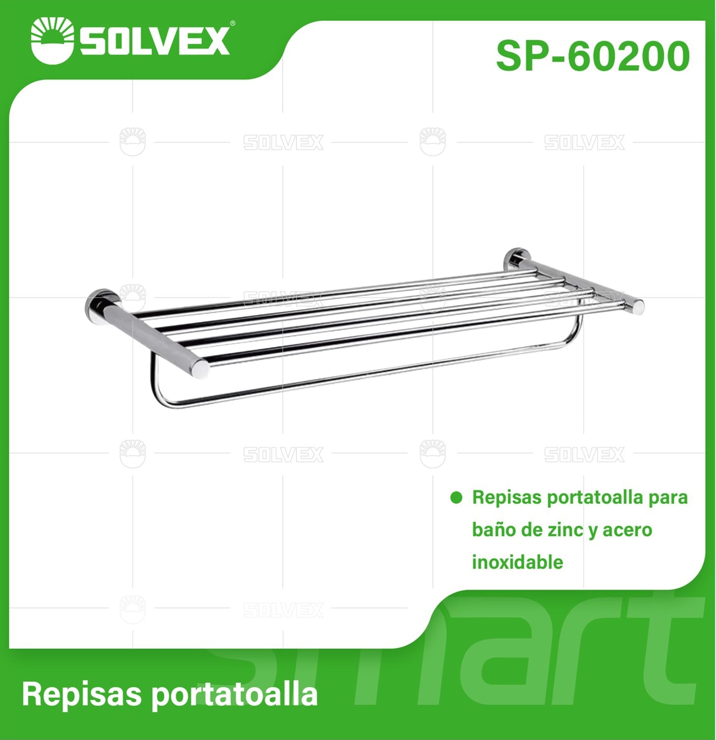 Toallero Repisa de Pared para Baño. Acero Inoxidable y Zinc con Acabado Cromado Brillante.