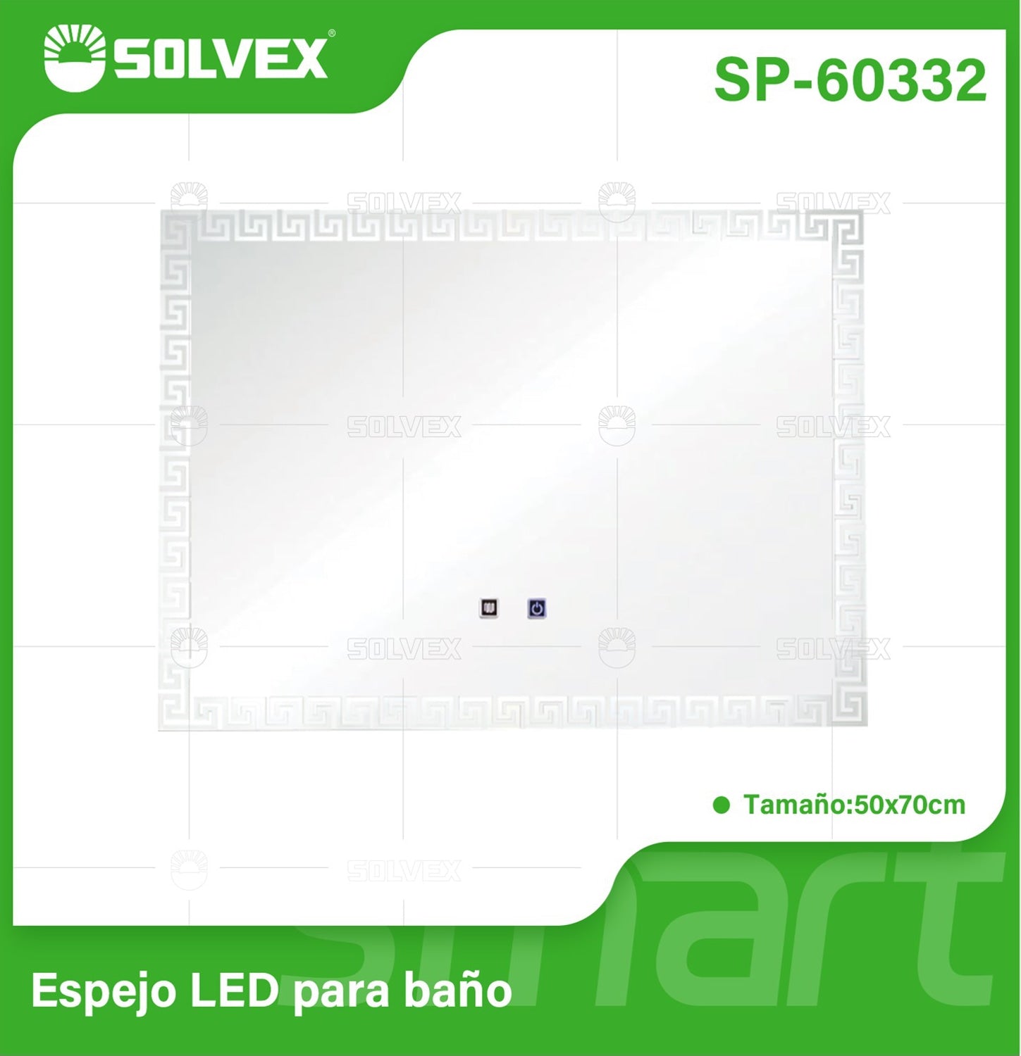 Espejo LED Para Baño Rectangular 50x70cm Con Iluminación 3 Tonos, Botón Táctil y Función Antiempañante.