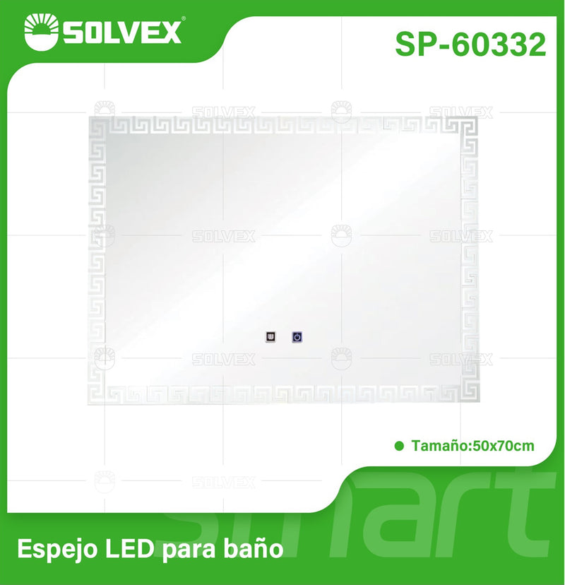 Espejo LED Para Baño Rectangular 50x70cm Con Iluminación 3 Tonos, Botón Táctil y Función Antiempañante.