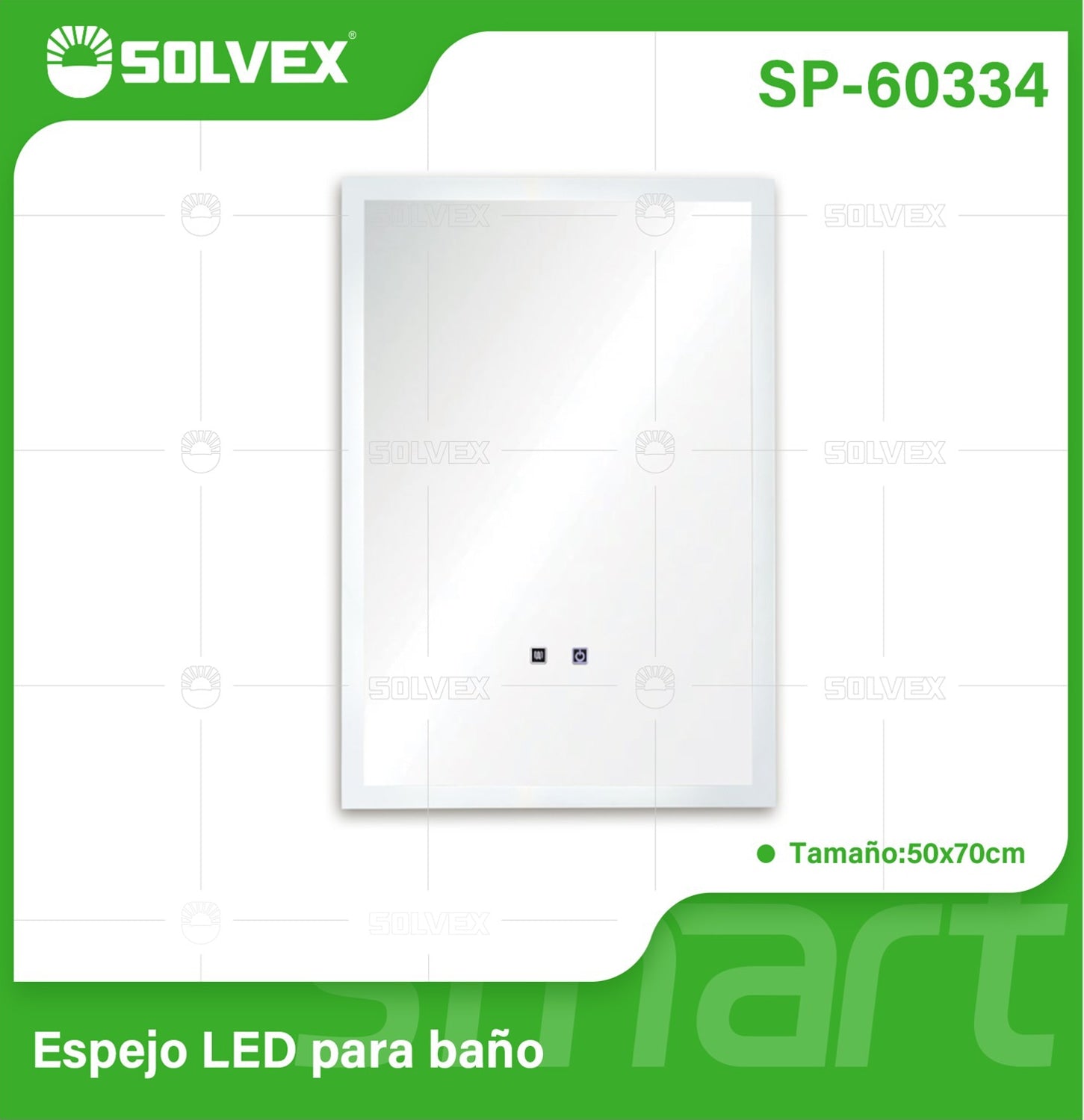 Espejo LED Rectangular 70x50cm Con Luz LED De 3 Tonos, Botón Táctil y Sistema Antiempañante Para Baño Moderno.