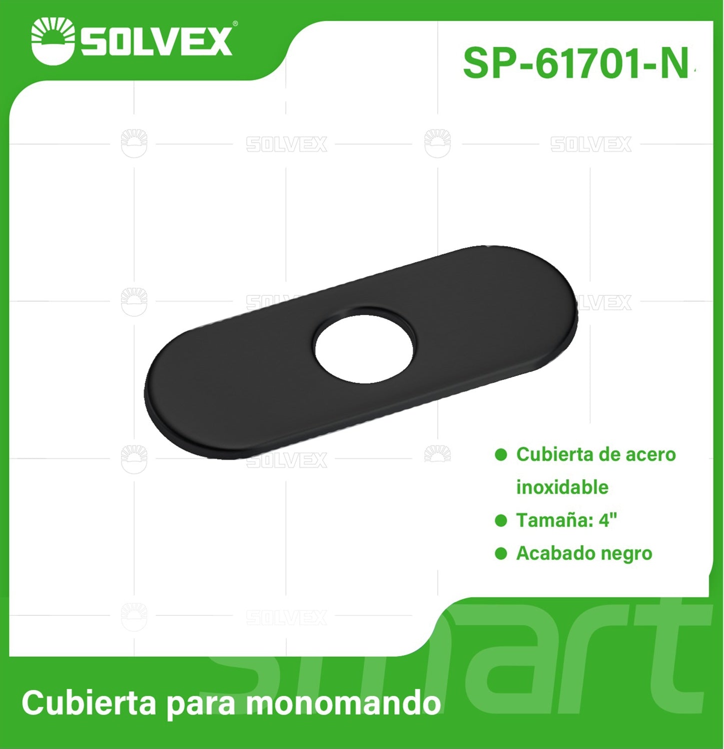 Cobertor Para Llave De fregador 4". Placa para grifo de acero inoxidable . Color negro.