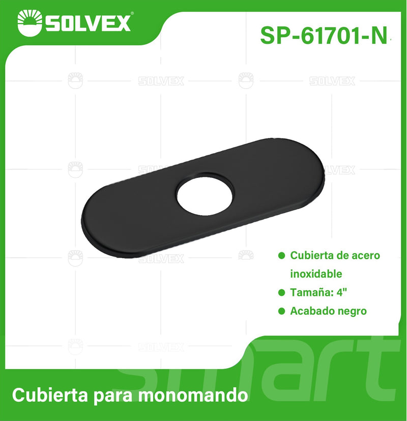 Cobertor Para Llave De fregador 4". Placa para grifo de acero inoxidable . Color negro.