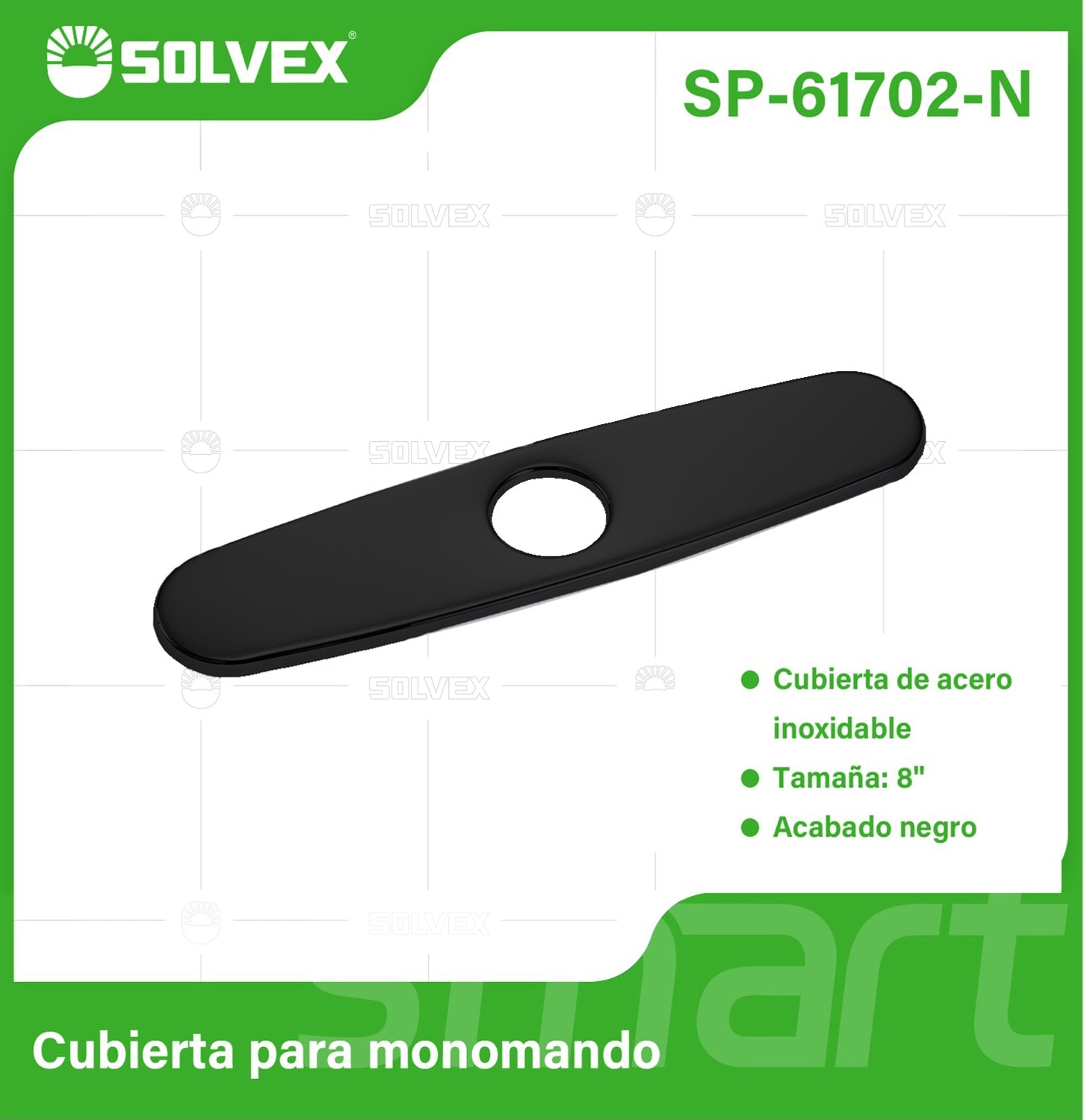 Cobertor Para Llave De fregador 8". Placa para grifo de acero inoxidable . Color negro.