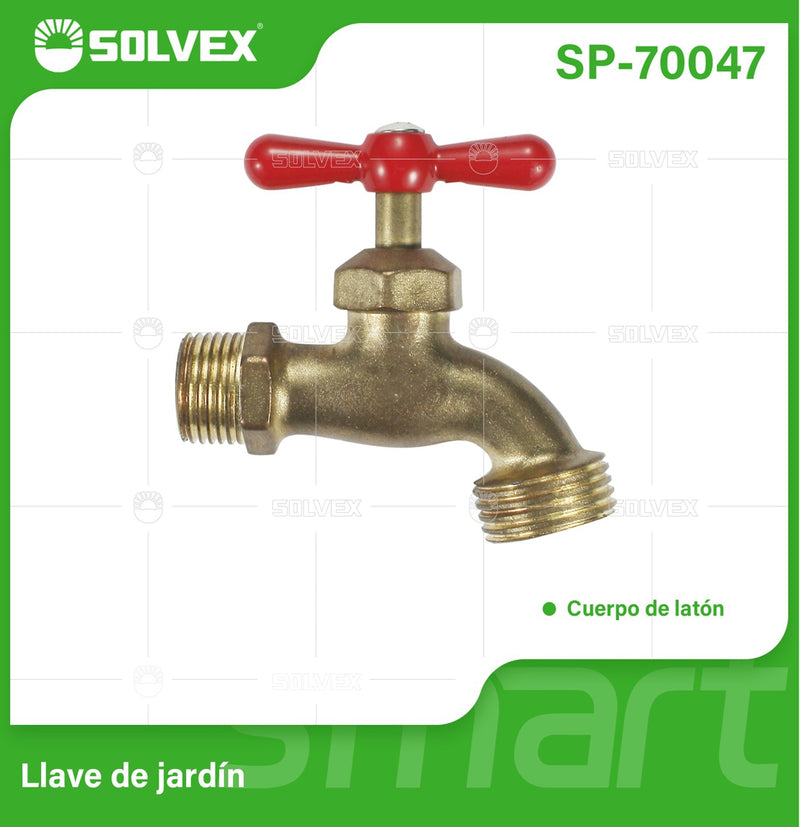 Llave De Agua Con Rosca Para Manguera 1/2" y 3/4" Cuerpo De Latón. Uso En Jardín Y Tomas De Agua.