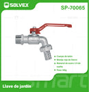 Llave De Jardín 1/2" Para Manguera Con Coupling Estriado Y Palanca De 1/4 De Vuelta. Uso En Tomas De Agua Y Riego.