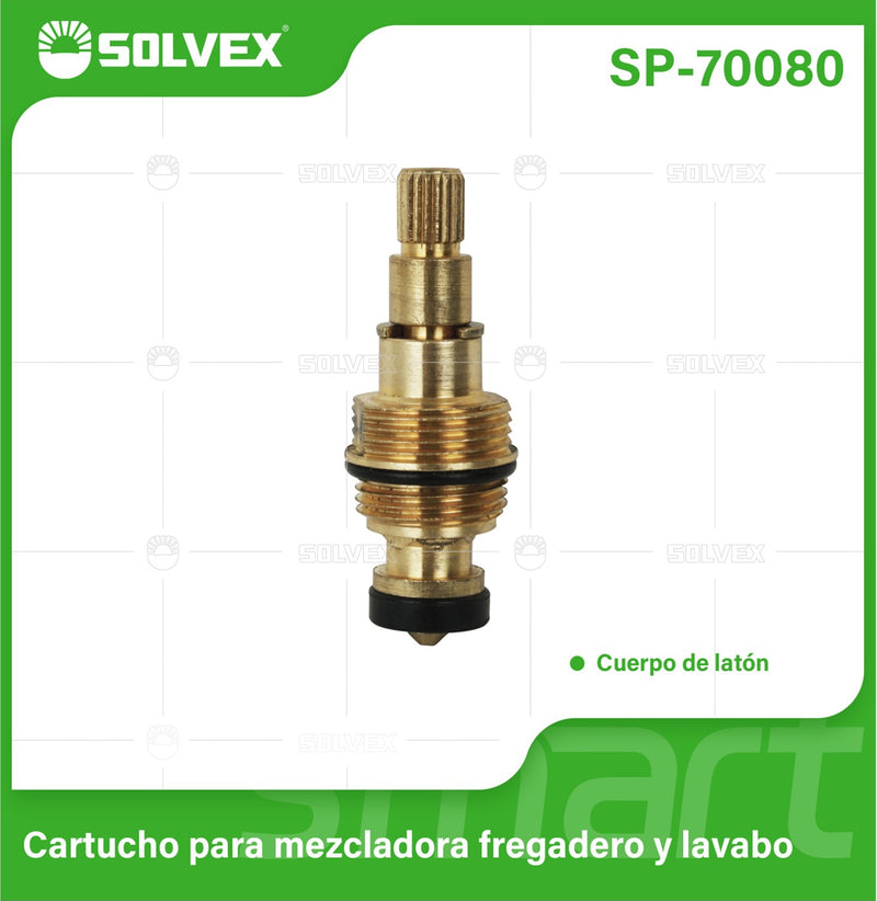 Cartucho de Repuesto para Mezcladora de Fregador y Lavamanos. Cuerpo de Latón. Vuelta Completa.