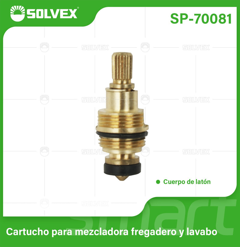 Cartucho Repuesto para Mezcladora de Fregador y Lavamanos de Latón. Vuelta Completa Agua Caliente y Fría.