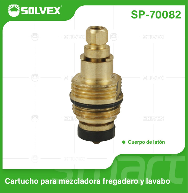Cartucho Repuesto para Mezcladora de Fregador y Lavamanos de Latón. Vuelta Completa con Inserto Cuadrado.