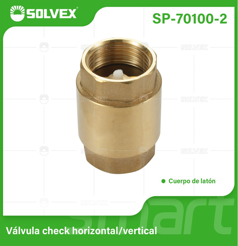 Válvula Check 3/4" De Latón Con Resorte Horizontal Y Vertical 200 PSI.