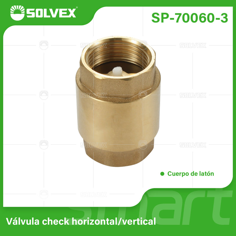 Válvula Check 1" De Latón Con Resorte Horizontal Y Vertical 200 PSI.