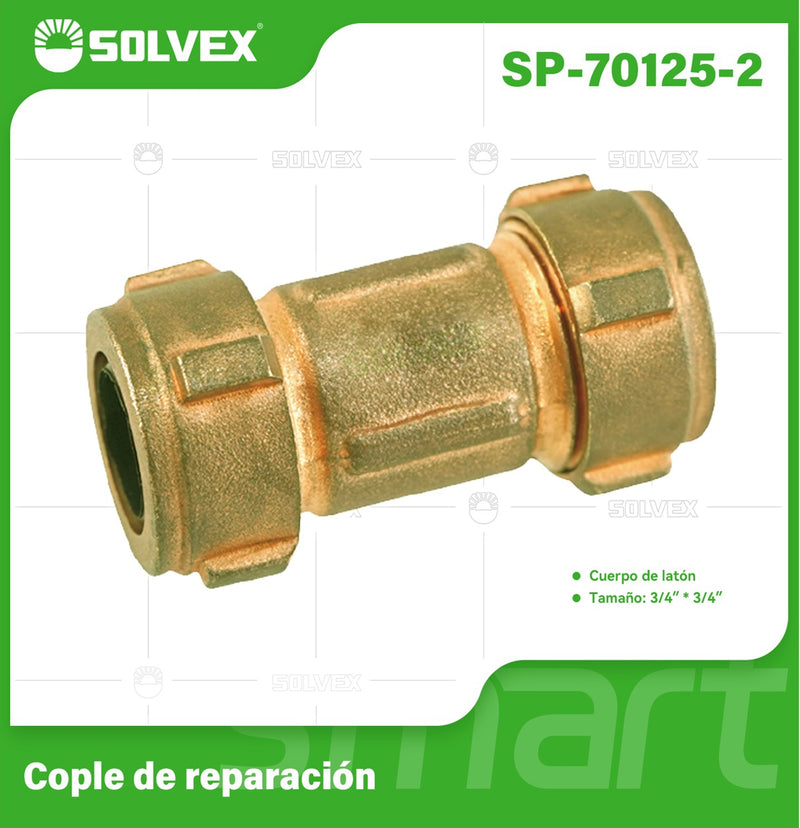 Unión de Compresión 3/4" de Latón. Cople de Reparación para Tuberías. Coupling.