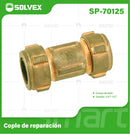 Unión de Compresión 1/2" de Latón. Cople de Reparación para Tuberías. Coupling.