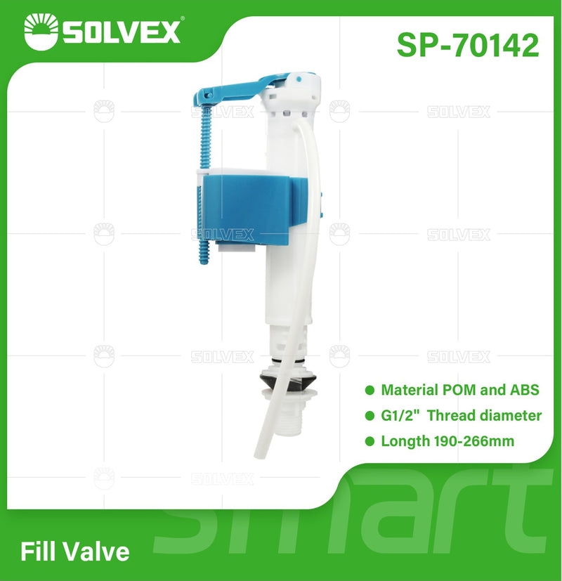 Válvula De Llenado Para Inodoro Ajustable 190-266mm. Rosca G1/2". Repuesto Para Tanques De Descarga.