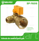 Válvula De Control Para Gas 3/8" x 1/2". Con Entrada Flare y Salida NPT.