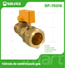 Válvula De Control Para Gas 3/8" x 1/2" Conexión Flare. Llave De Paso Con Mango Amarillo.